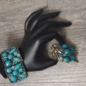 Antique Brass Tone Cuff Bracelet and Hair Pins Set